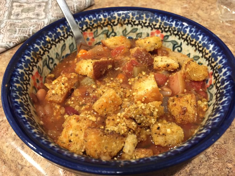 Kelly's Vegan Croutons in Soup
